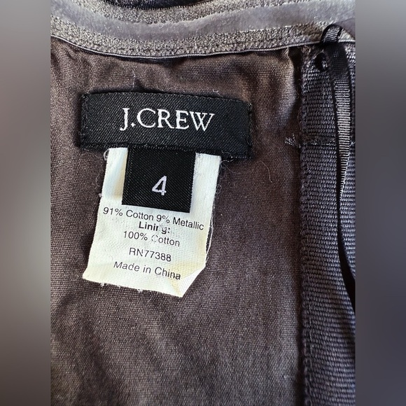 J.Crew Strapless Metallic Cotton Cocktail Dress Charcoal Gray Fit & Flare Sz 4 - Picture 4 of 10